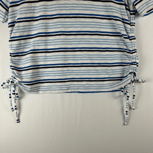 VERONICA BEARD JEANS‎ Blue White Striped Tie Side Crew Neck T Shirt Top Womens M - Picture 9 of 11